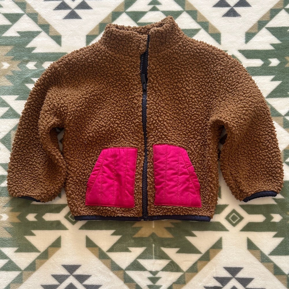 Old Navy Brown Sherpa Jacket with Pink Details